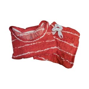 Red Tie-Dye Lounge Set Pajamas Shorts And Top 3x